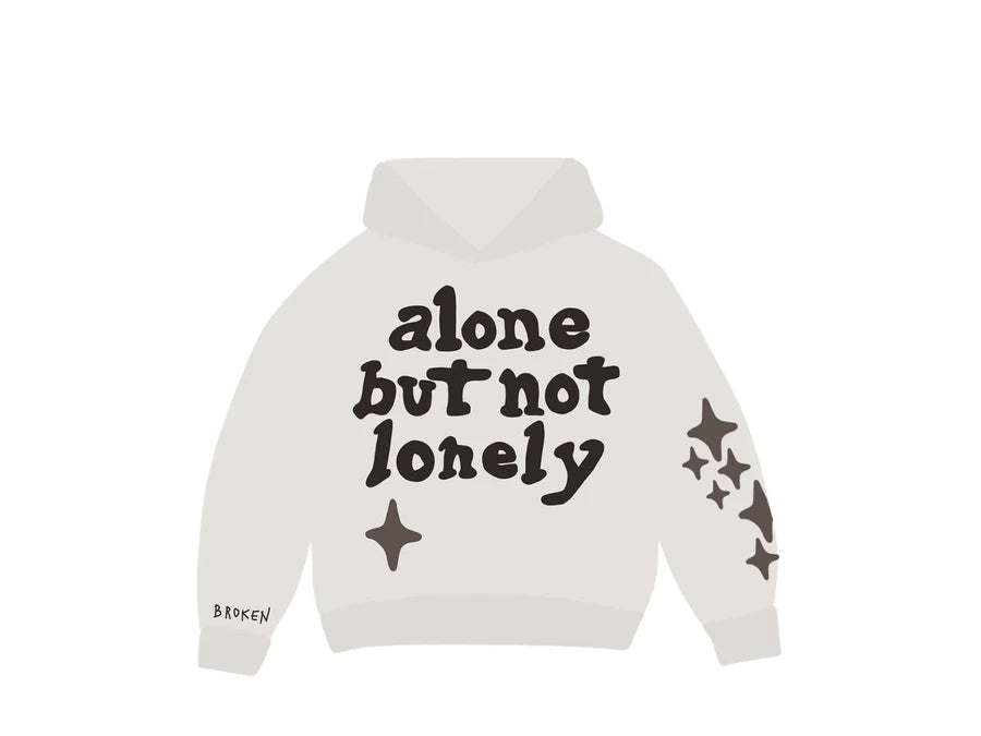 BROKEN PLANET 'ALONE BUT NOT LONELY' BONE WHITE HOODIE