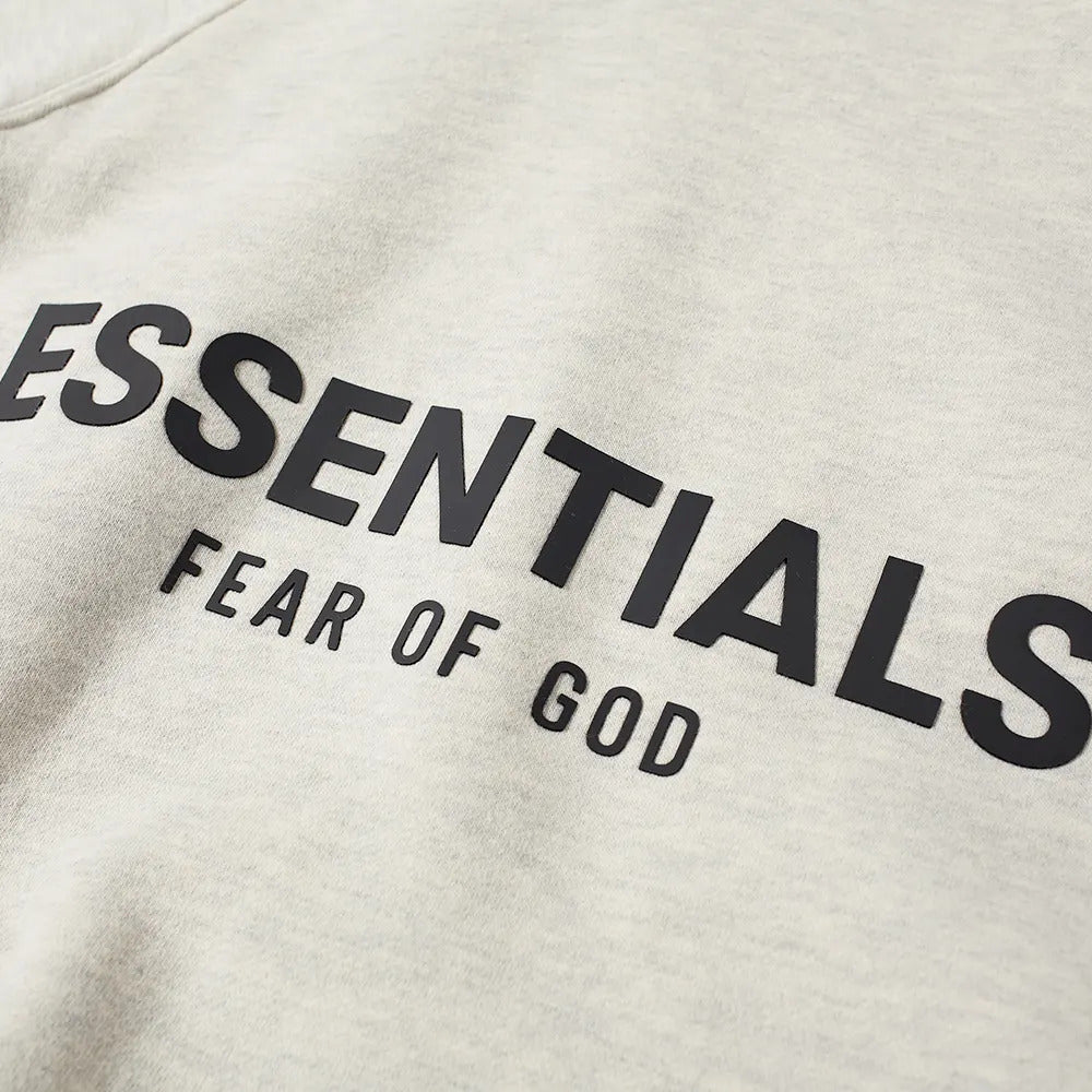 Fear Of God Essentials Light Heather Oatmeal Back Logo Hoodie (Ss21)