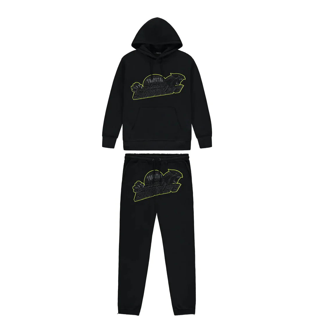 Trapstar Shooters Hooded Tracksuit - Black / Lime