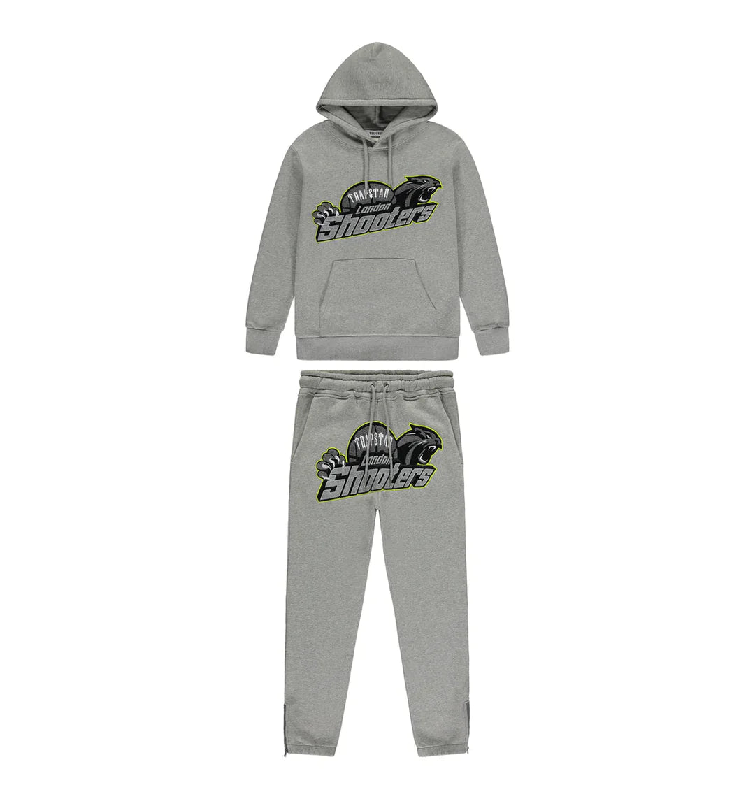 Trapstar Shooters Hooded Tracksuit - Grey / Lime